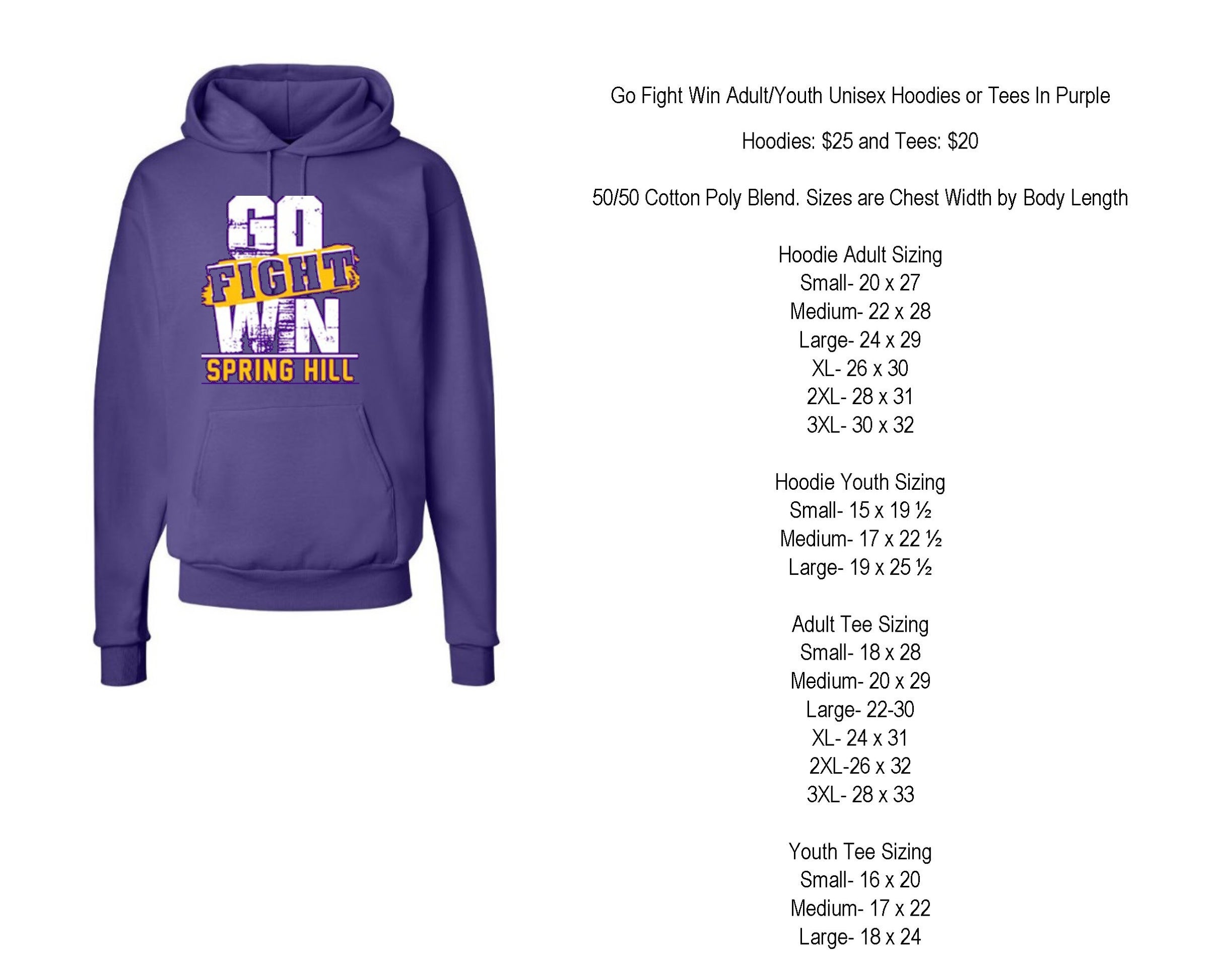 Go Fight Win Adult youth Unisex Hoodie Purple Woodland Spring